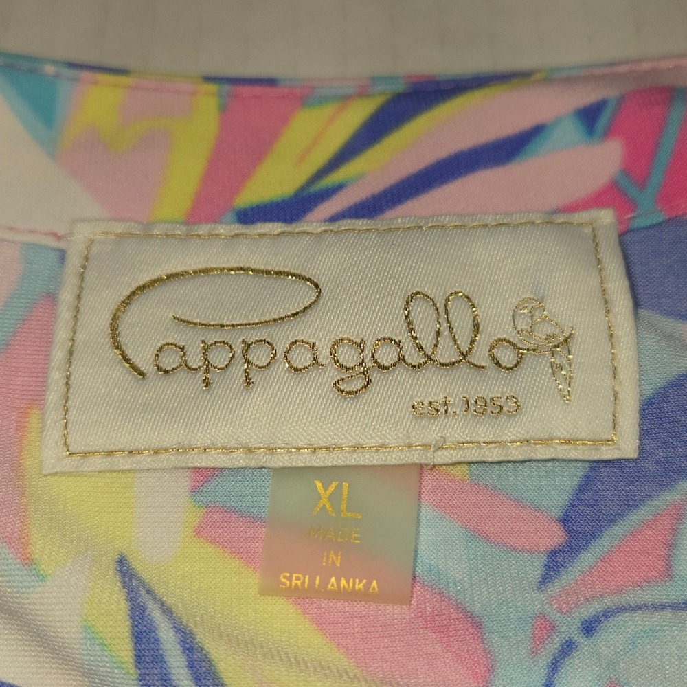 Pappagallo Womens XL Floral Shift Dress Blue Pink Yellow Ruffle Sleeve XL - Picture 2 of 11